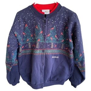 Vintage Artisans Sunschein Cardigan Sweatshirt Kentucky Cardinal Birds Tree S M